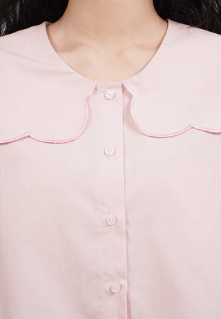 Long Sleeve Blouse with Wide Collar
