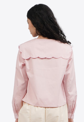 Long Sleeve Blouse with Wide Collar