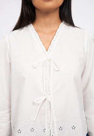 Front Tie Long Sleeve Blouse