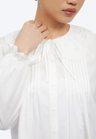 Wide Collar Long Sleeve Blouse