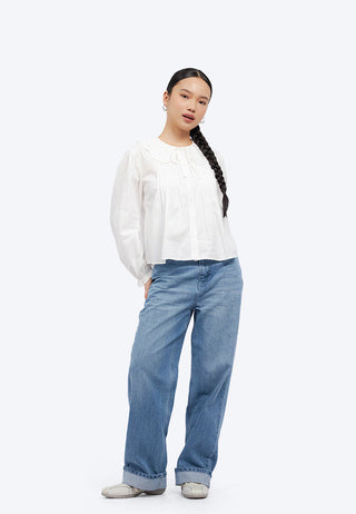 Wide Collar Long Sleeve Blouse