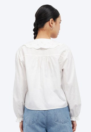 Wide Collar Long Sleeve Blouse