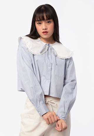 Contrast Peterpan Collar Blouse