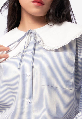 Contrast Peterpan Collar Blouse