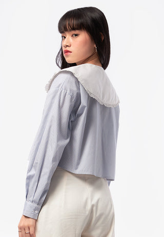 Contrast Peterpan Collar Blouse