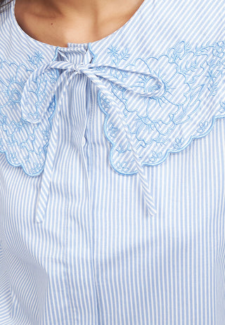 Embroidered Collar Stripes Shirt