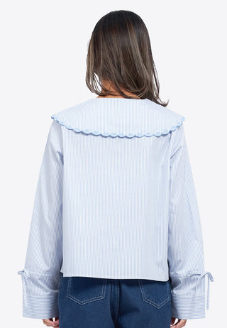 Embroidered Collar Stripes Shirt