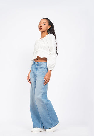 Round Neck Puff Sleeve Blouse