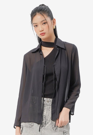 Tie Front Sheer Shirt