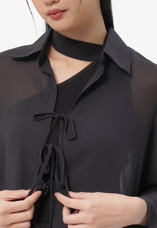 Tie Front Sheer Shirt