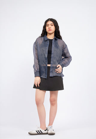Oversized Stripes Sheer Shirt