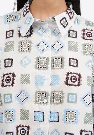 Long Sleeve Printed Crop Shirt