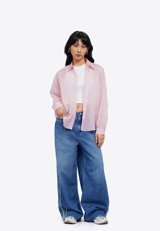 See Through Balloon Sleeve Shirt