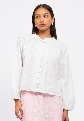 Flower Embroidery Long Sleeve Blouse