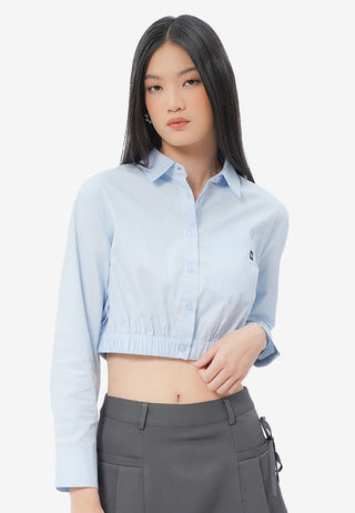 Elastic Waist Cropped Shirt