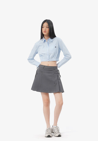 Elastic Waist Cropped Shirt