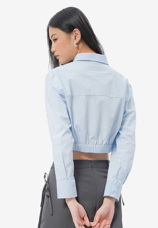 Elastic Waist Cropped Shirt