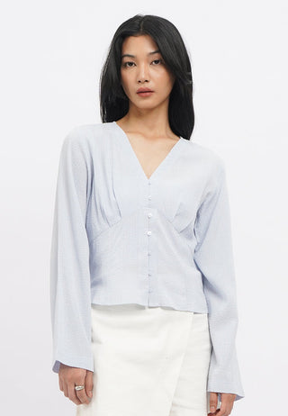 V-Neck Long Sleeve Textured Blouse