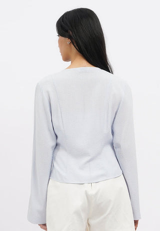 V-Neck Long Sleeve Textured Blouse