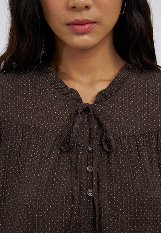 Printed Peplum Long Sleeve Blouse