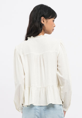 Long Sleeve Printed Peplum Blouse