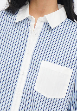 Contrast Cuff Long Sleeve Stripes Shirt