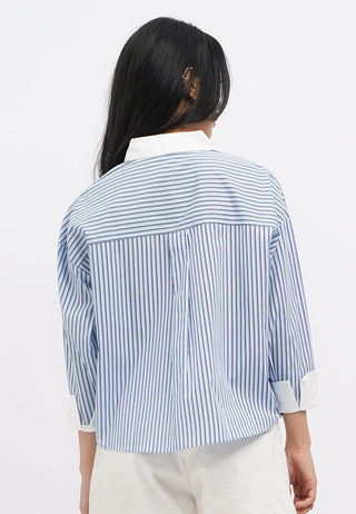 Contrast Cuff Long Sleeve Stripes Shirt