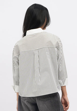 Contrast Cuff Long Sleeve Stripes Shirt