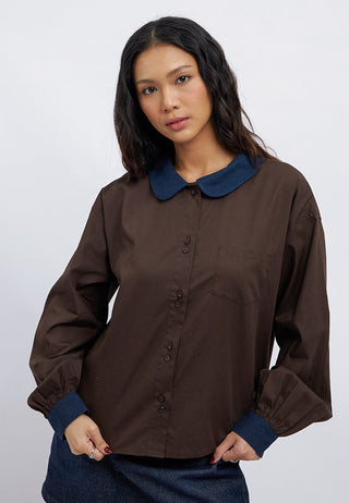 Contrast Peterpan Collar Blouse