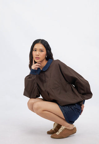 Contrast Peterpan Collar Blouse