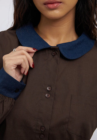 Contrast Peterpan Collar Blouse