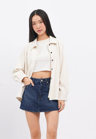 Long Sleeve Suede Overshirt