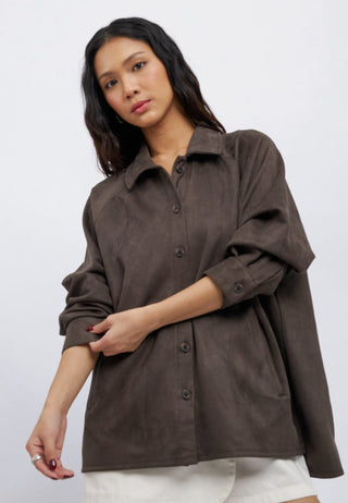 Long Sleeve Suede Overshirt