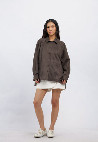 Long Sleeve Suede Overshirt