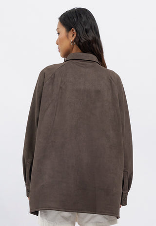 Long Sleeve Suede Overshirt