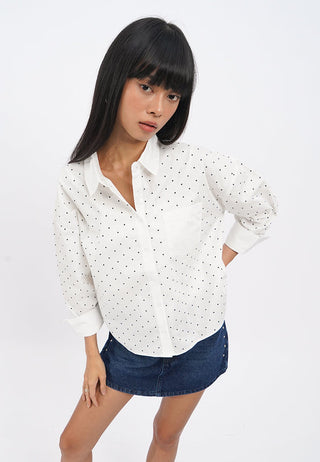 Contrast Cuff Printed Shirt