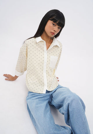 Contrast Cuff Printed Shirt