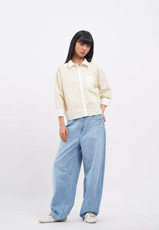 Contrast Cuff Printed Shirt
