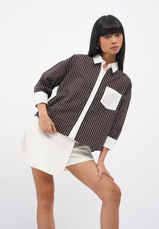 Contrast Cuff Printed Shirt