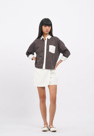 Contrast Cuff Printed Shirt