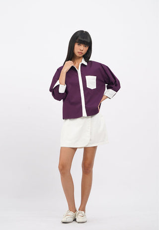 Contrast Cuff Long Sleeve Shirt