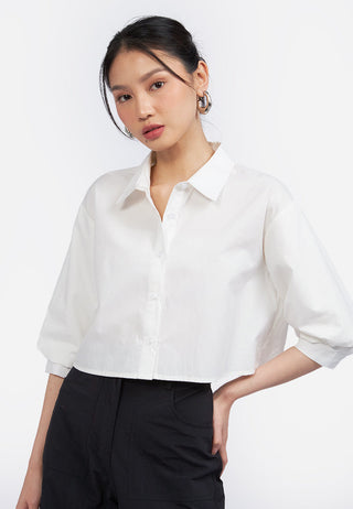 Ruched Sleeves Crop Blouse