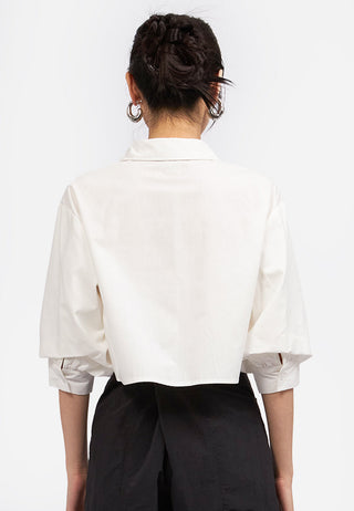 Ruched Sleeves Crop Blouse