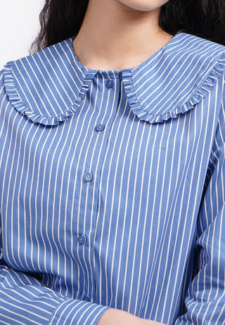 Wide Collar Stripes Shirt