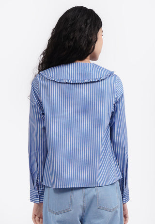 Wide Collar Stripes Shirt