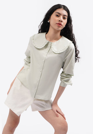Wide Collar Long Sleeve Shirt