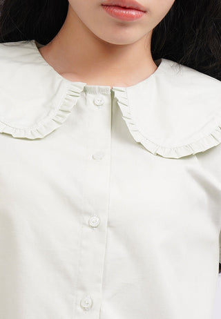 Wide Collar Long Sleeve Shirt