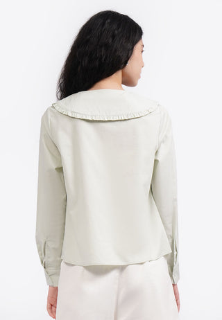 Wide Collar Long Sleeve Shirt