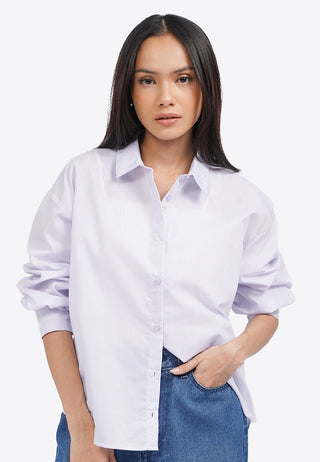 Split Tie Back Long Sleeve Shirt Grey