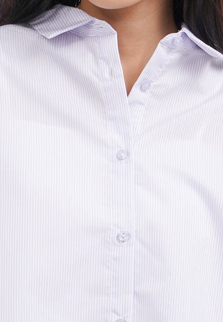 Split Tie Back Long Sleeve Shirt Grey